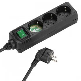 VIVANCO Three-way Plug Adaptor EBLS 3S THREE-WAY PLUG ADAPTOR, BLACK, 1.4M, 1.5MM 27015