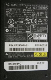 Fujitsu Siemens - Charger - ADP-80NB - FPCAC51B - CP293661-01 - 19V 4.22A (Original)