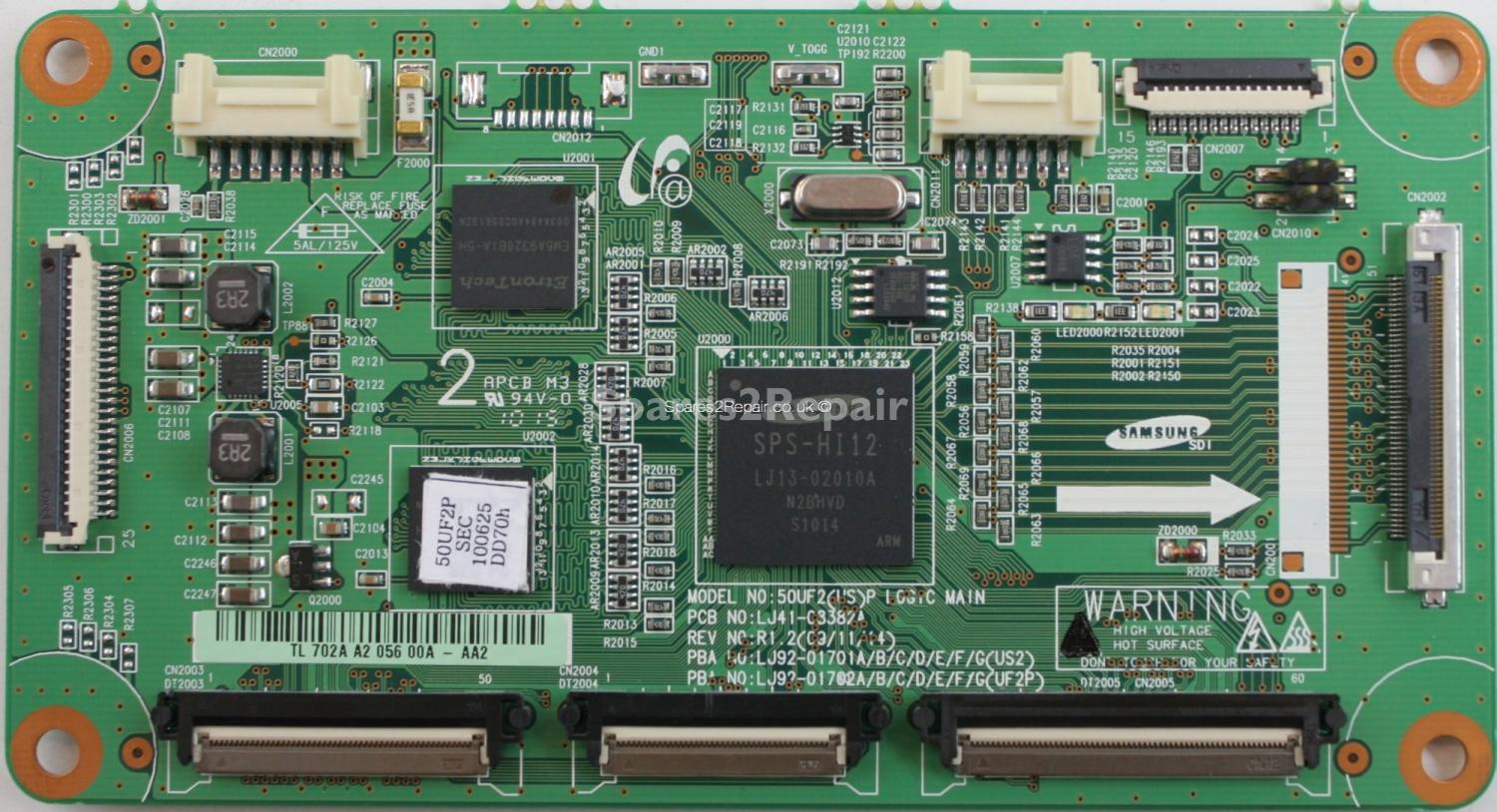 Samsung PS-50C550G1F - LVDS - LJ41-08382A - R1.2 - LJ92-01702A A2 - 50UF2(US)P LOGIC MAIN